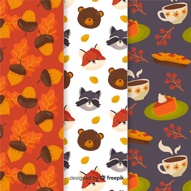 Free Vector collection of flat autumn patterns