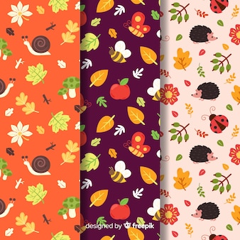 Collection of flat autumn patterns