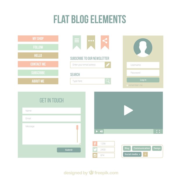 Free vector collection of flat blog element