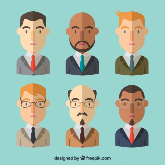 Free vector collection of flat businessmen avatar