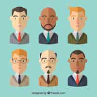 Free vector collection of flat businessmen avatar