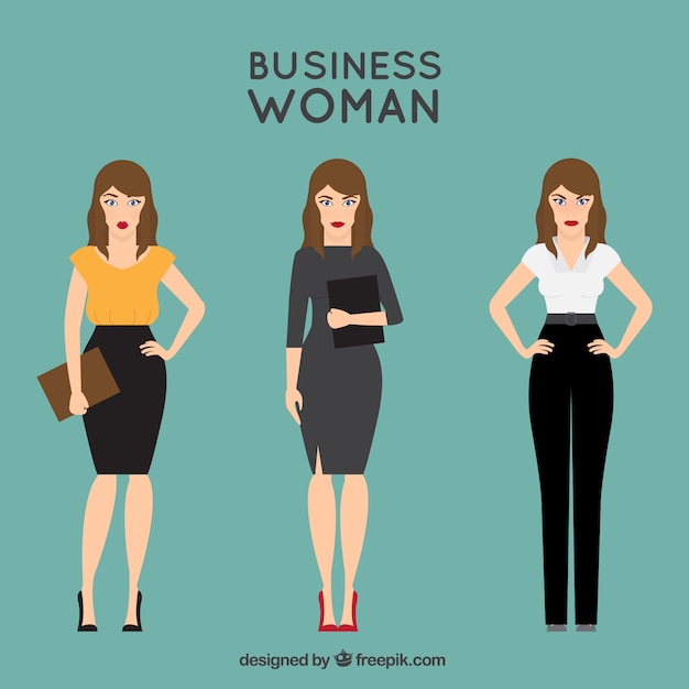 Free vector collection of flat businesswoman character with expressive gestures