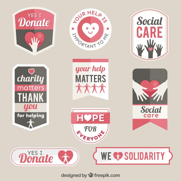 Collection of flat charity badge