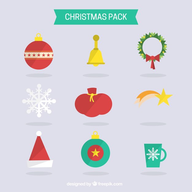 Collection of flat christmas elements