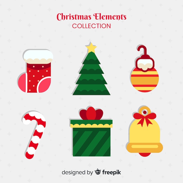 Free vector collection of flat christmas elements
