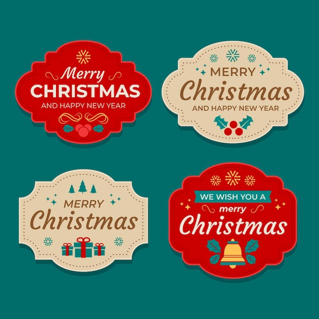 Collection of flat christmas labels