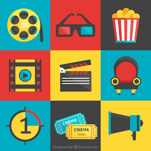 Free Vector collection of flat cine elements 
