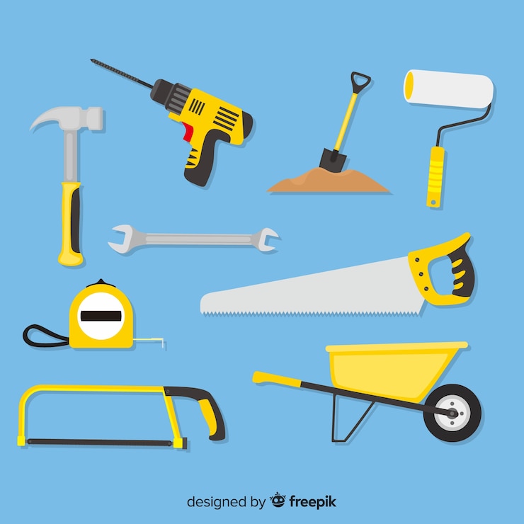 Free Vector collection of flat construction equipment