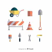 Free vector collection of flat construction equipment