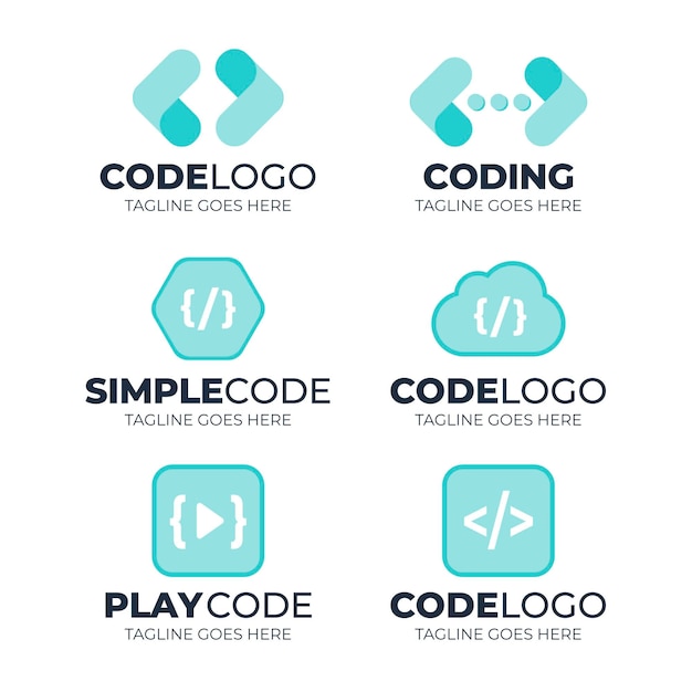 Free vector collection of flat design blue code logo