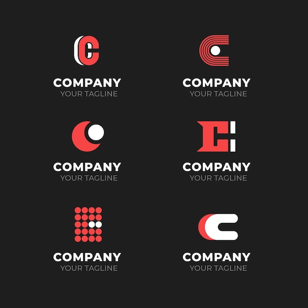 Collection of flat design c logos