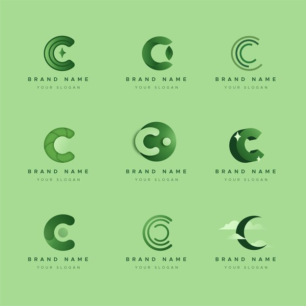 Collection of flat design c logos