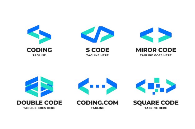 フラットなデザインコードのロゴのコレクション