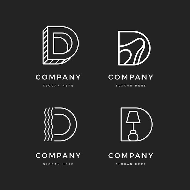 Collection of flat design d logos