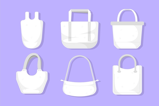 Vettore gratuito collezione di borse in tessuto dal design piatto