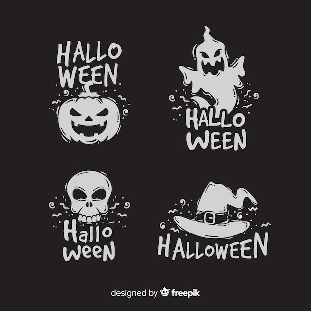 Collection of flat design halloween badge