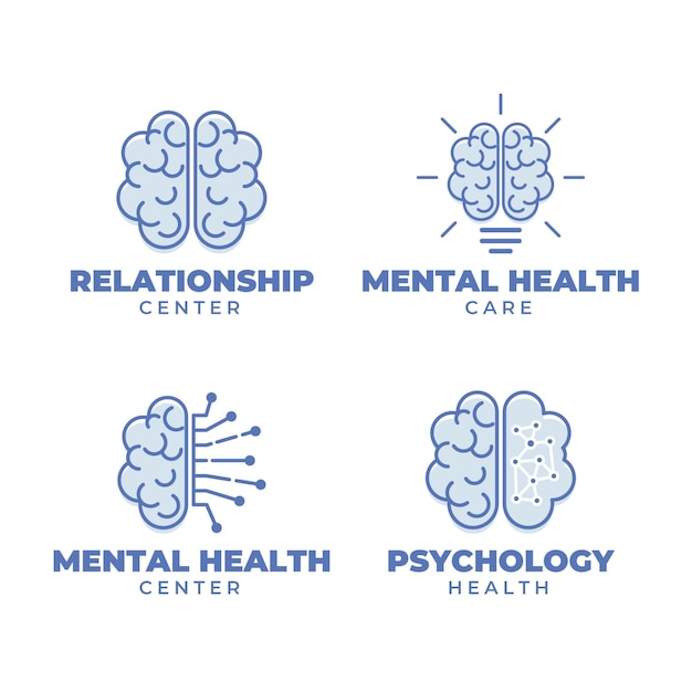 Collection of flat design mental health logo