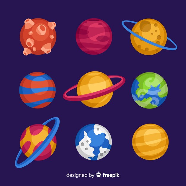 Collection of flat design planets 