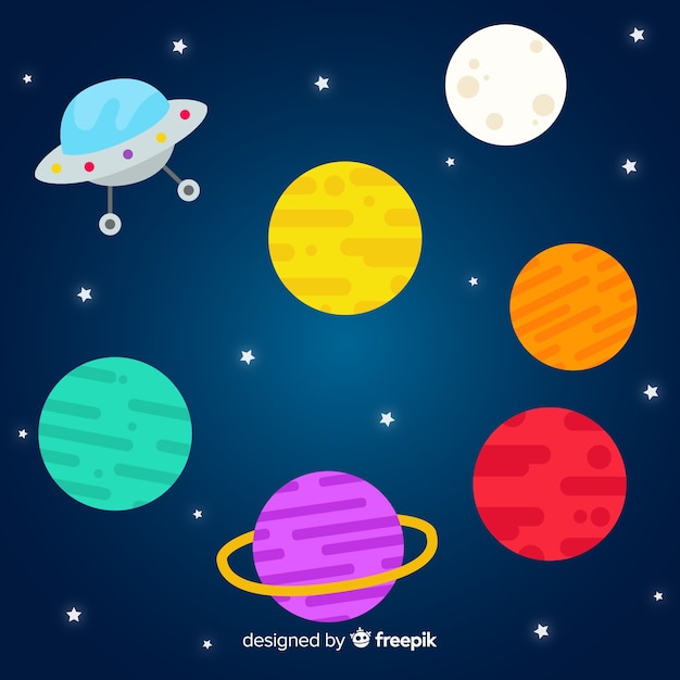 Free vector collection of flat design planets