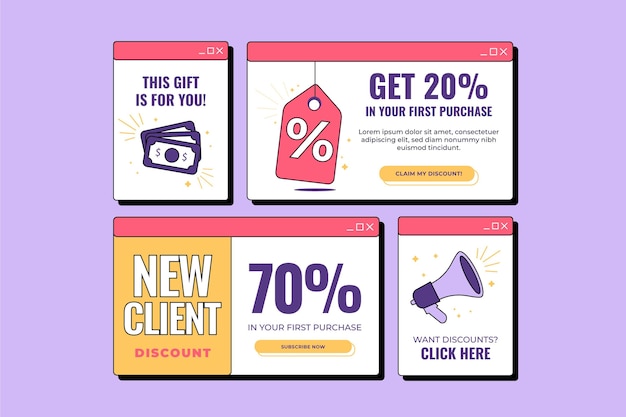Free vector collection of flat design pop ups