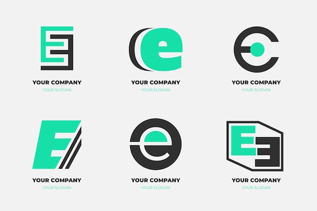 Free vector collection of flat e logo templates