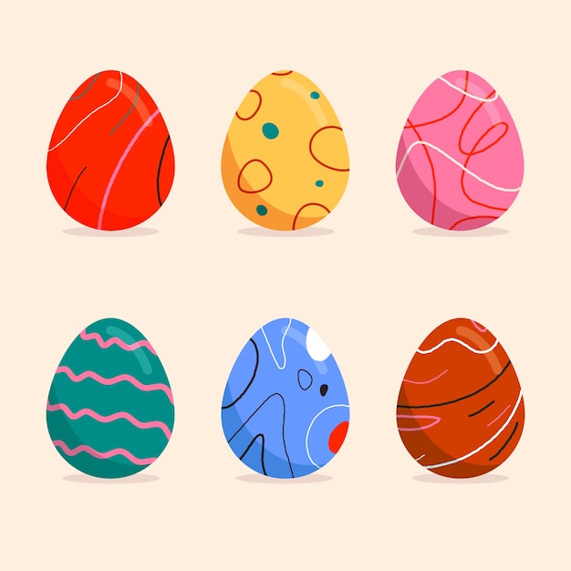 Collection of flat easter day eggs