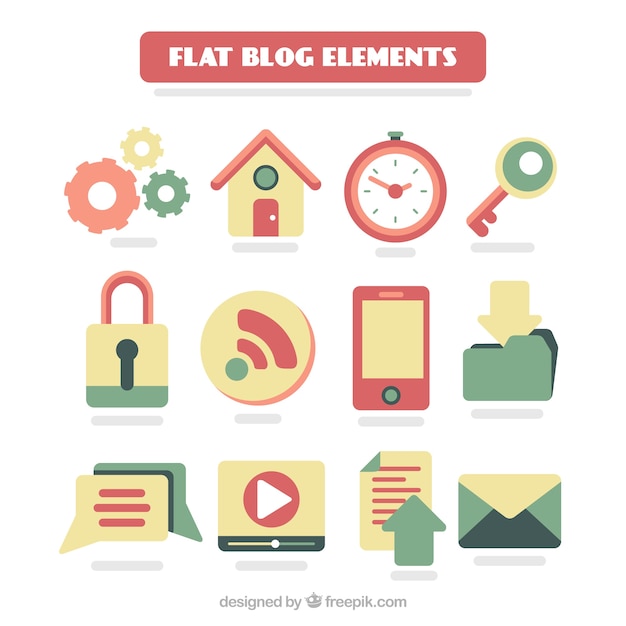 Raccolta di elementi piani per un blog