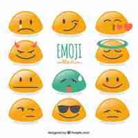 Free vector collection of flat emoticons with abstract shape