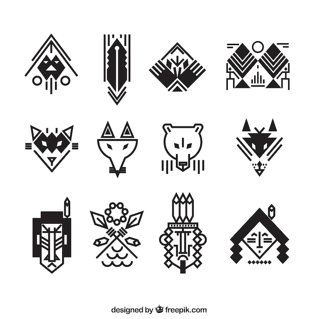 Free vector collection of flat ethnic items for logos