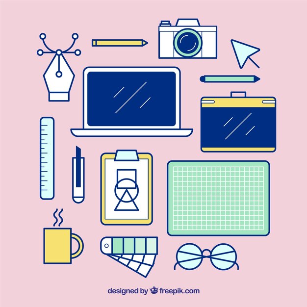 Collection of flat graphic design elements