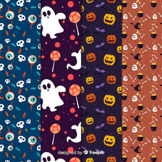 Free vector collection of flat halloween pattern