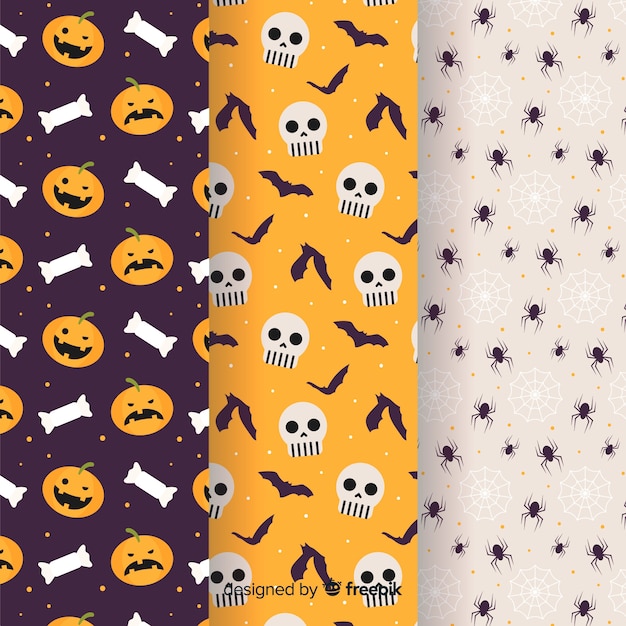 Collection of flat halloween pattern