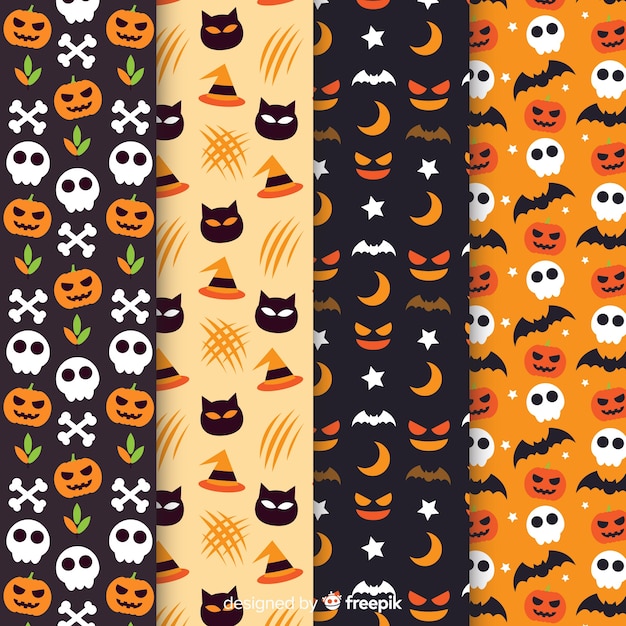 Free vector collection of flat halloween pattern