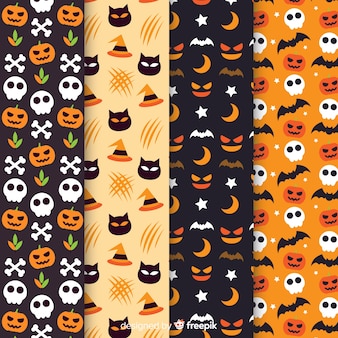 Collection of flat halloween pattern