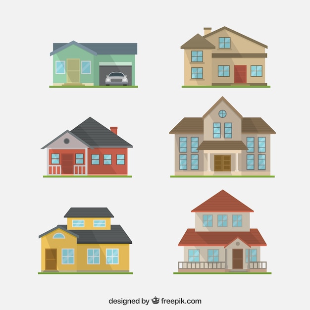 Free vector collection of flat houses