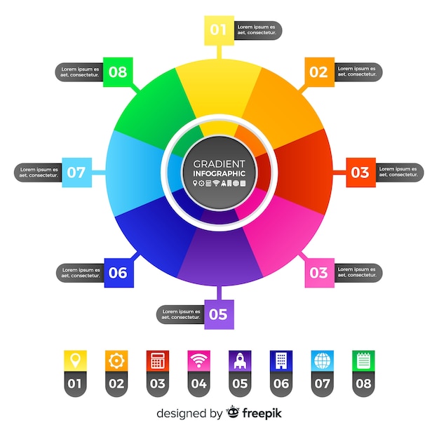 Raccolta di elementi di infografica piatta