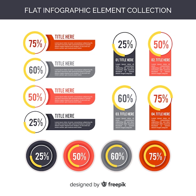 플랫 infographic 요소의 컬렉션