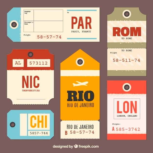 Collection of flat luggage tags