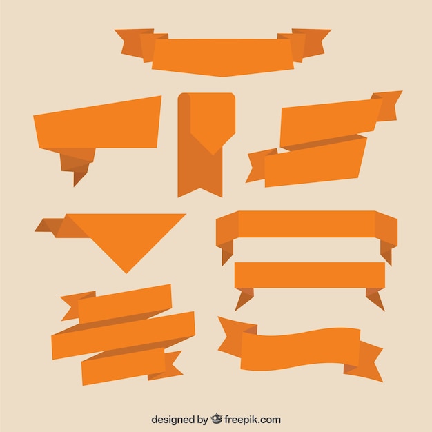 Collection of flat orange ribbon