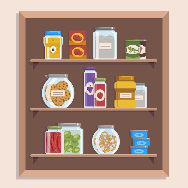 Free vector collection of flat pantry with different foods