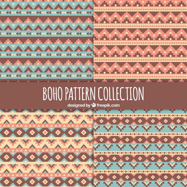 Free Vector collection of flat patterns in boho style