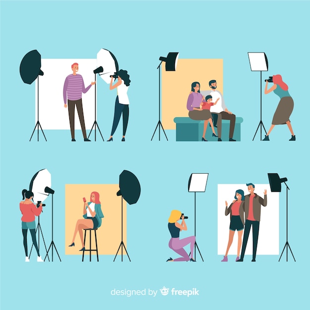 Free vector collection of flat photographers working