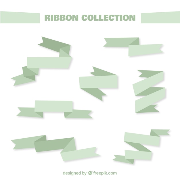 Free vector collection of flat ribbons in green tones