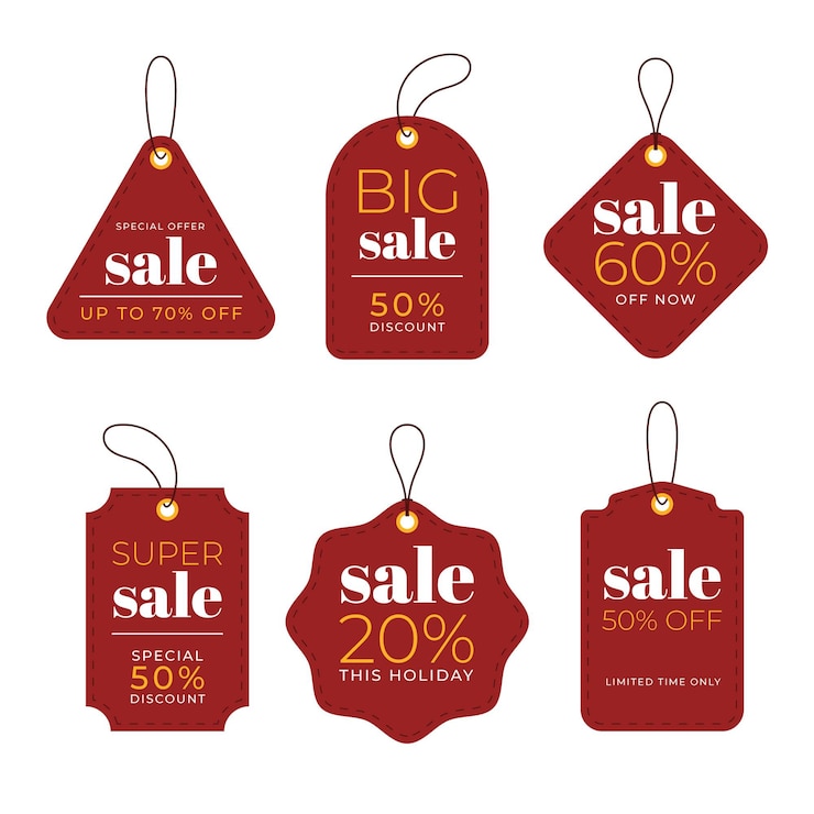 Free Vector collection of flat sales tags