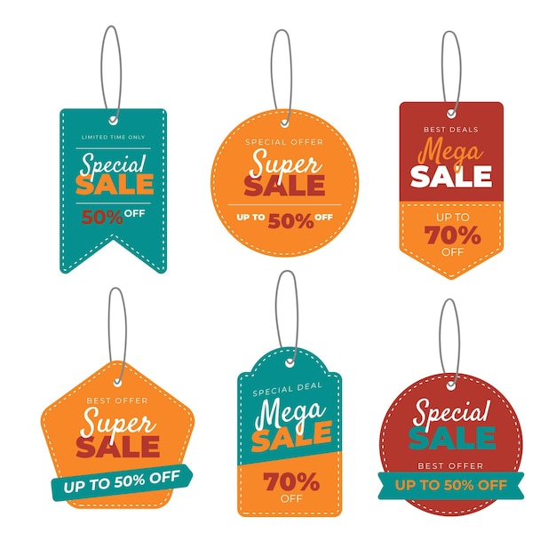 Collection of flat sales tags
