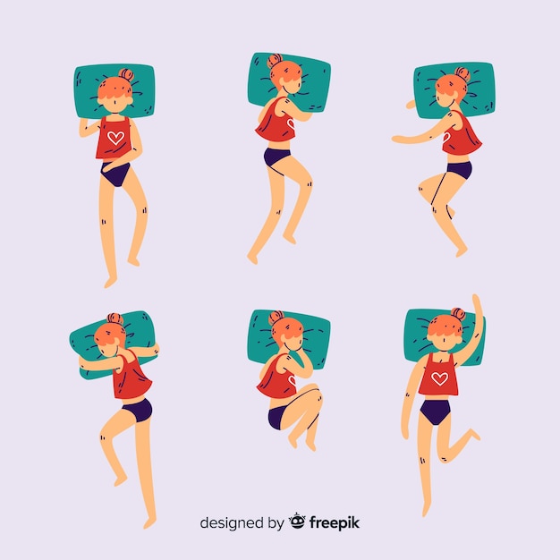 Free vector collection of flat sleeping poses