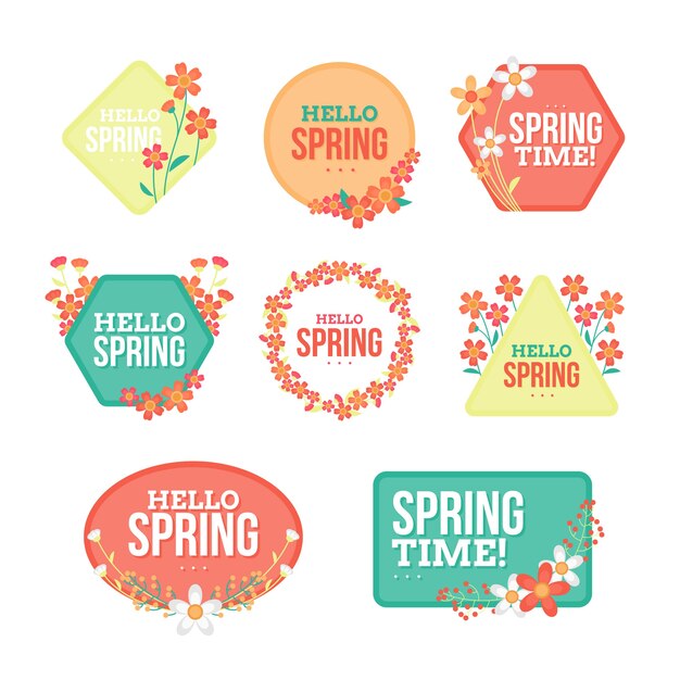 Free Vector collection of flat spring badges