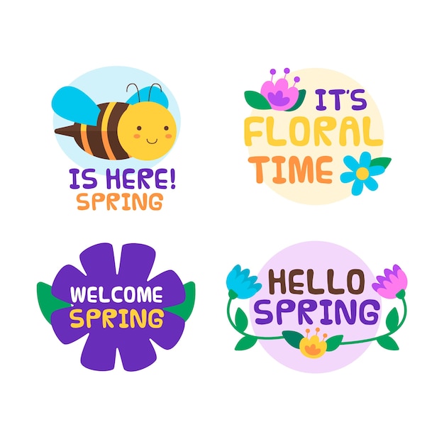 Free vector collection of flat spring labels