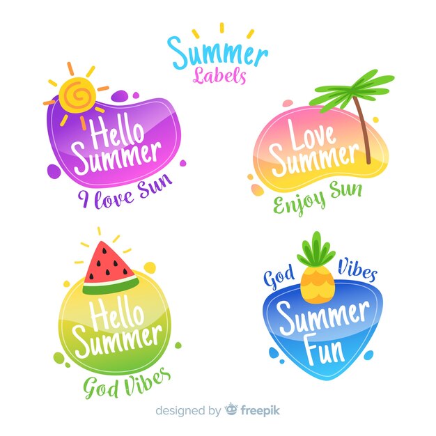 Collection of flat summer labels