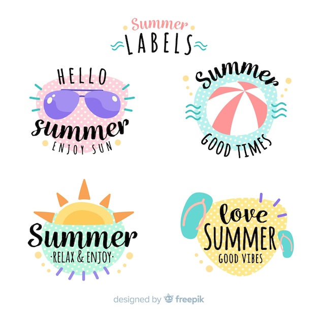 Collection of flat summer labels